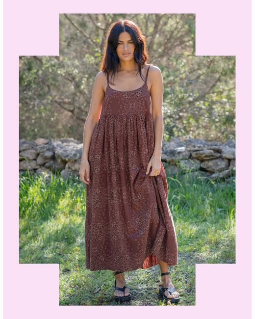 Monsoon Green Lyrical Sisters Vidhi Print Maxi Dress Brown