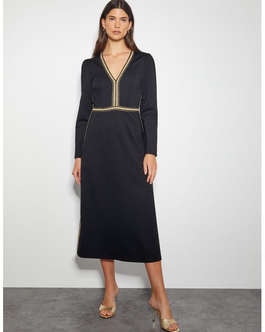 Monsoon Blue Pora Ponte Jersey Midi Dress Black