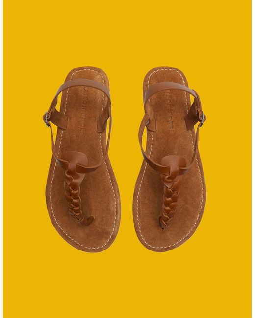 Monsoon Yellow Maison Hotel Giulietta Braided Leather Sandals Brown