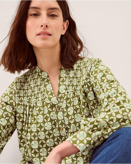 Monsoon Green Kalani Geometric Jersey Blouse