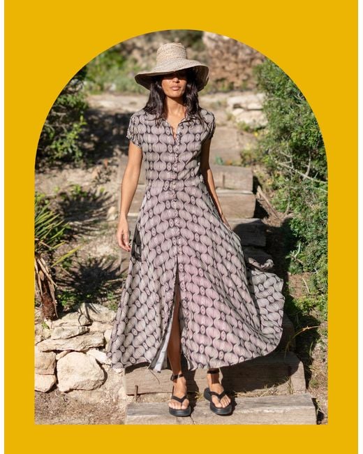 Monsoon Lyrical Sisters Printed Maxi Shirt Dress Black