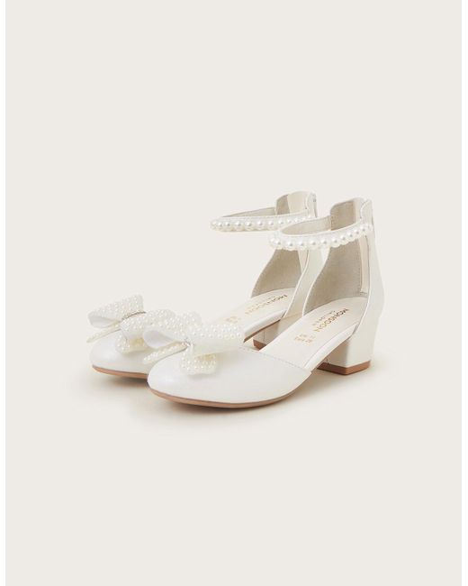 Monsoon Natural Pearly Bow Two-part Heels Ivory