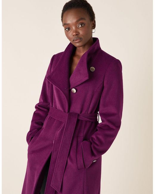 Monsoon Wool Rita Wrap Collar Long Coat 
