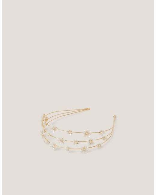 Monsoon Natural Flower Pearl Wire Headband Ivory