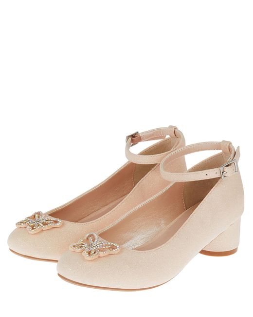 Monsoon Natural Shimmer Butterfly Heels Pink