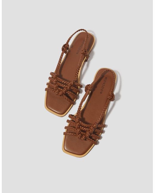 Monsoon White Haf Metallic Braided Sandals Tan