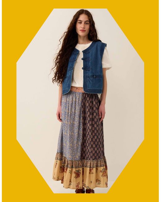 Monsoon Multicolor East Loran Floral Mix Midi Skirt Multi