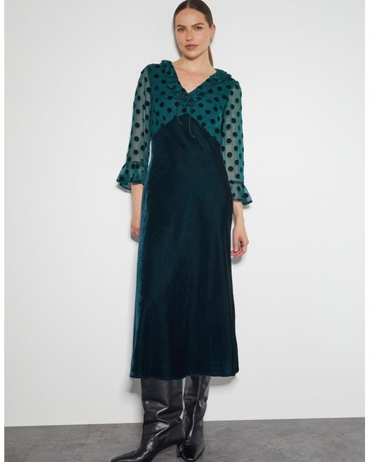 green emerald velvet dress Velvet Grandad Dress | Forest Green
