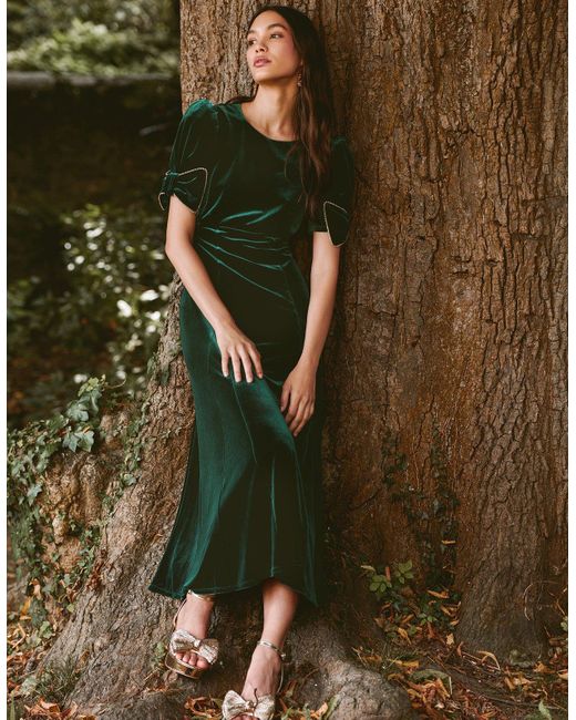 Monsoon Belle Velvet Bow Dress Green Lyst UK