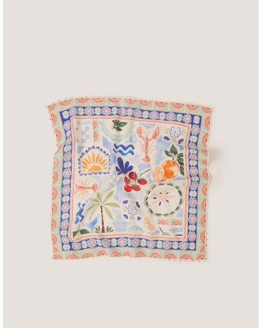Monsoon Blue X Charlie Taylor Printed Square Scarf