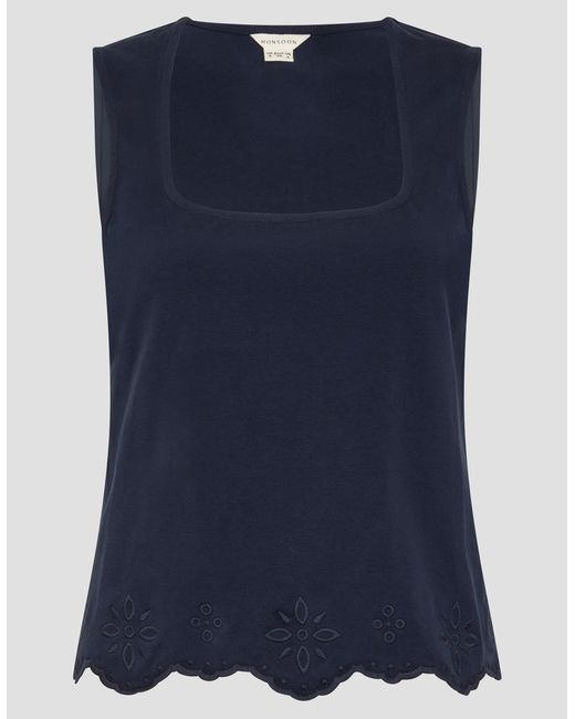 Monsoon Cara Cutwork Cami Top Blue
