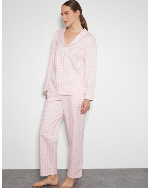 Monsoon Clementine Gingham Pyjama Set Pink