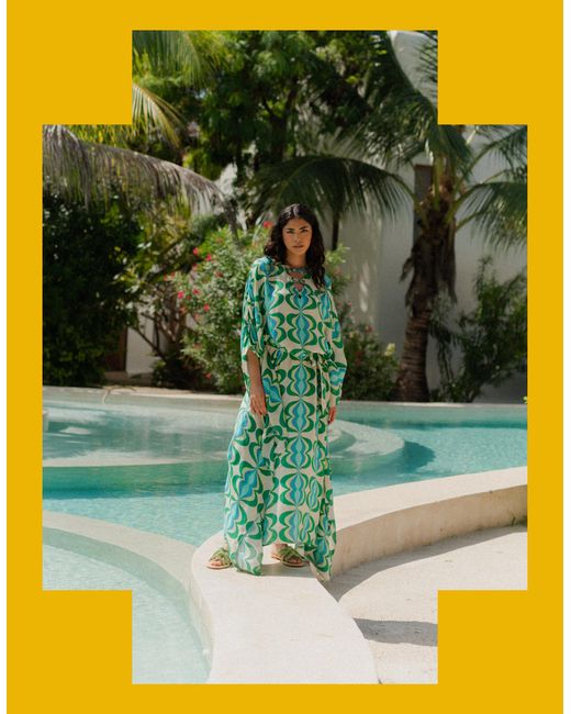 Monsoon Sundress Lavande Printed Maxi Kaftan Green