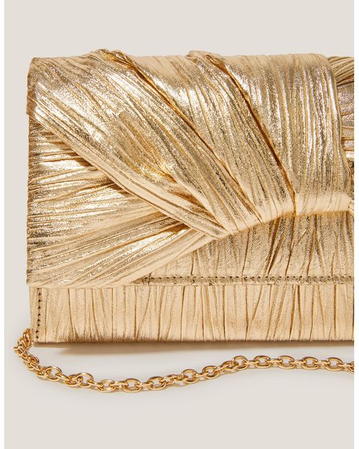 Monsoon Mia Pleated Metallic Clutch Bag