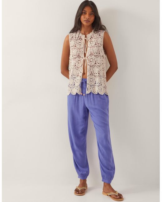 Monsoon Purple Judy Tapered Trousers Blue