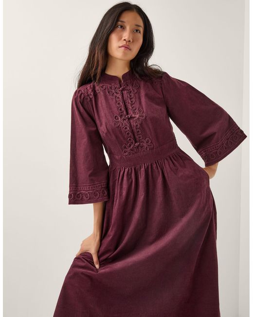 Monsoon Purple Jimena Corduroy Midi Dress