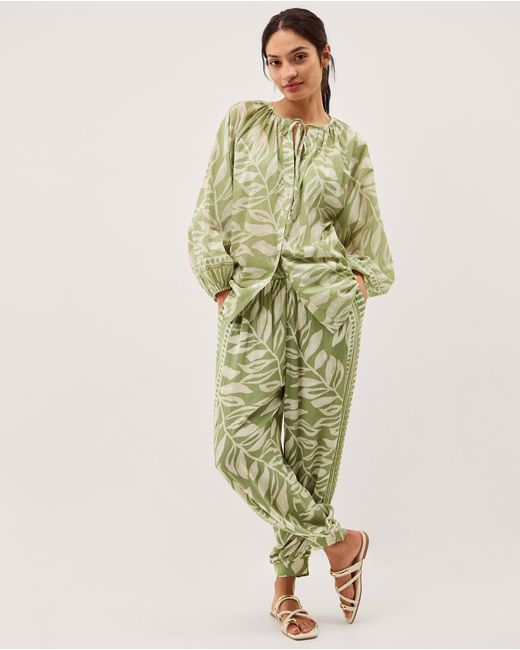 Monsoon Green Lillie Leaf Print Blouse