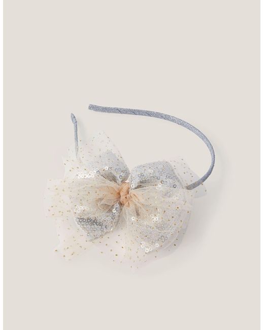 Monsoon Natural Sequin Tulle Bow Headband