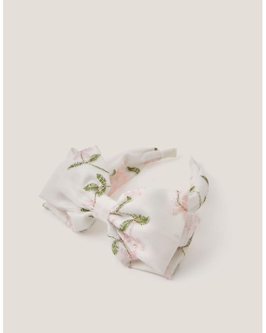 Monsoon Natural Floral Embroidered Bow Headband