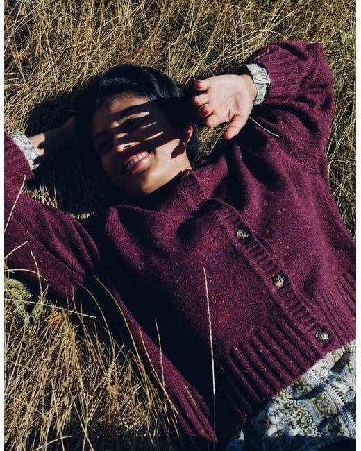 Monsoon Purple East Zoya Crew Neck Cardigan Red
