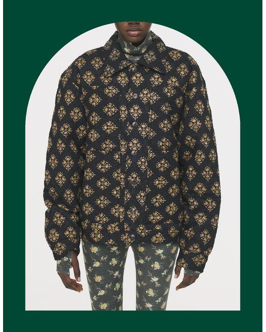 Monsoon Green Antik Batik Chino Oversized Floral Quilted Jacket Black