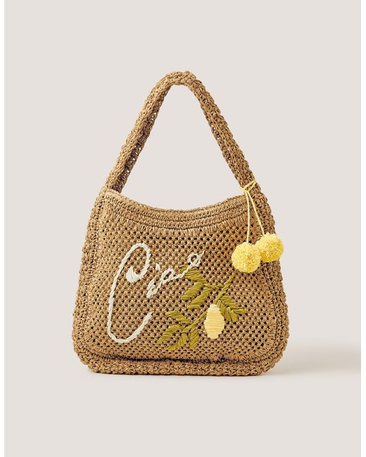 Monsoon Metallic Ada Embroidered Woven Shoulder Bag