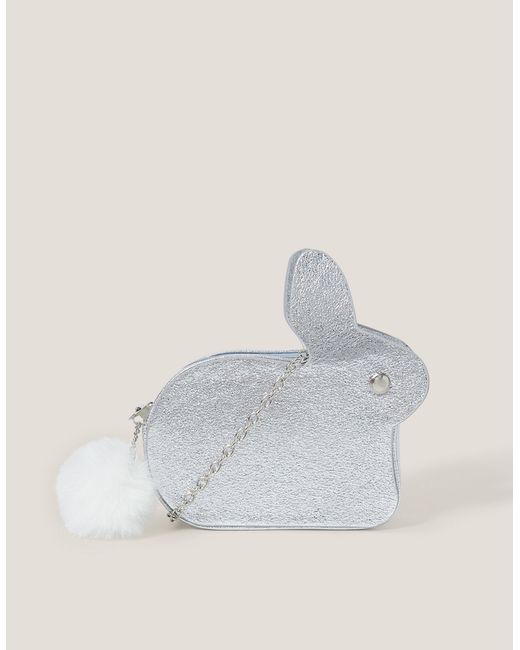 Monsoon White Faux Fur Pom-pom Bunny Bag