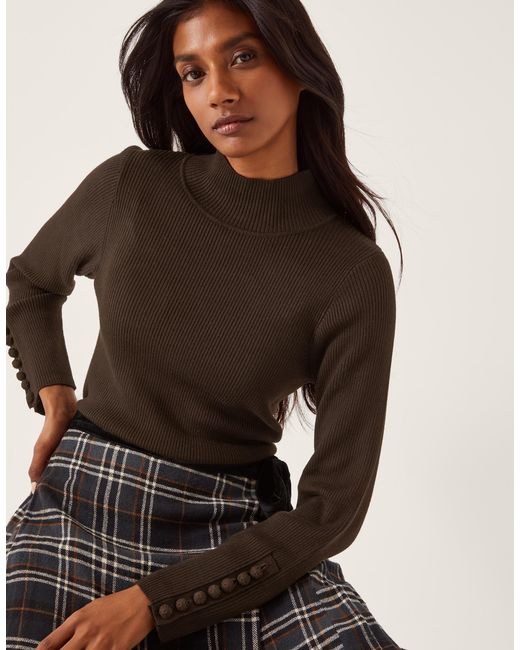 Monsoon Brown Ruby Ribbed Polo Neck Jumper
