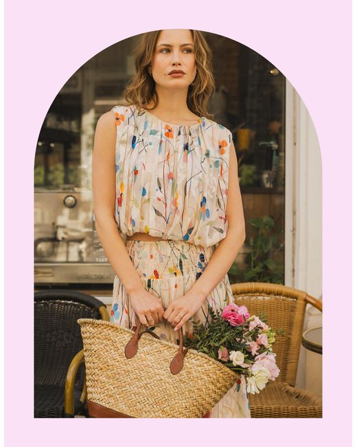 Monsoon Natural Traffic People Whispers Print Top Cream