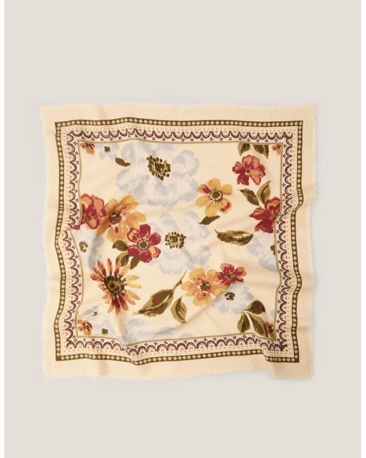Monsoon Natural Square Floral Print Scarf