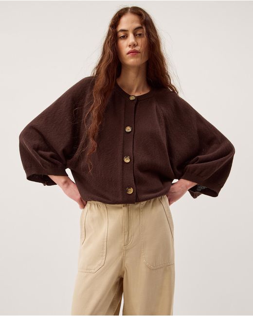 Monsoon Brown Caryn Cotton Blend Cardigan