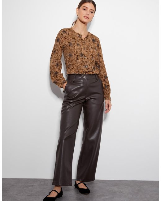 Monsoon Parker Faux Leather Trousers Brown Lyst UK
