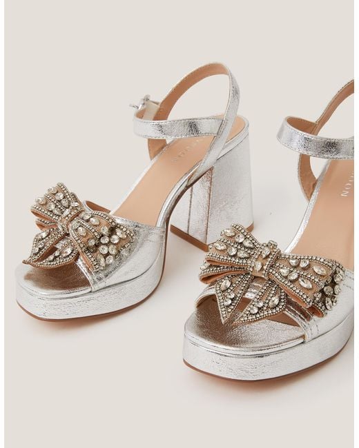 Monsoon Natural Arla Jewel Bow Platform Heels