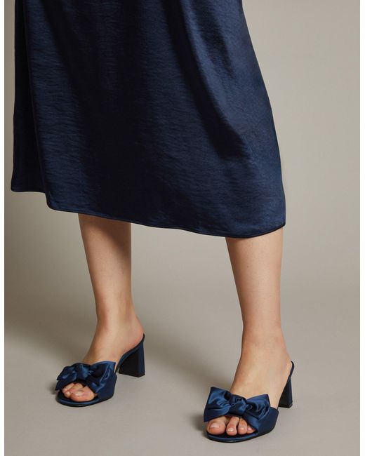 Monsoon Tia Satin Bow Mules Blue