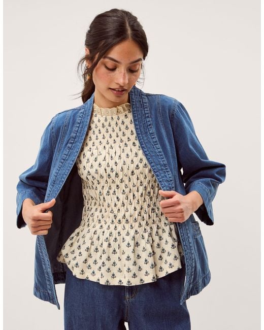 Monsoon Lorna Kimono Denim Jacket Blue