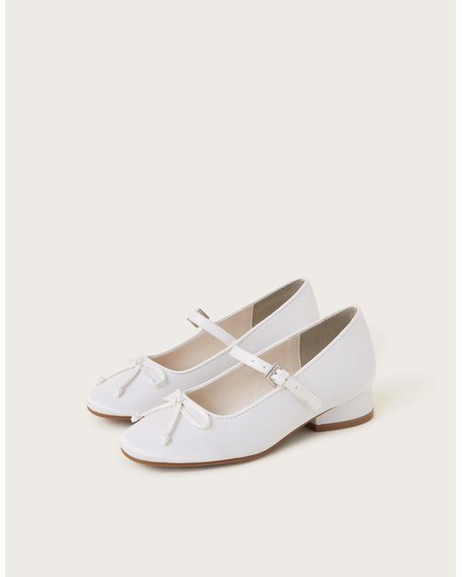 Monsoon Natural Satin Ballet Heels Ivory