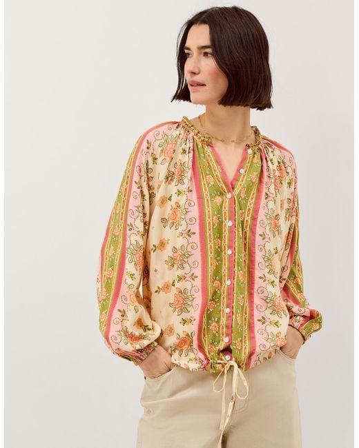 Monsoon White Eline Floral Print Blouse Ivory