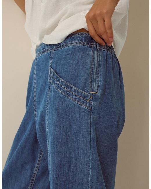 Monsoon Harper Short Wide Leg Jeans Blue