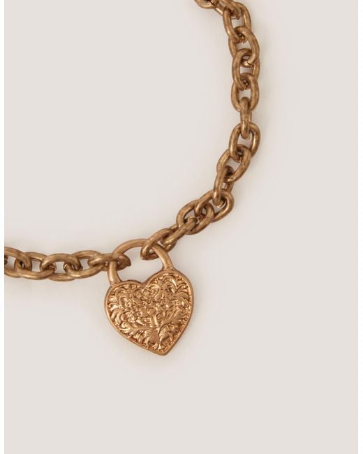 Monsoon Natural Heart Padlock Charm Bracelet