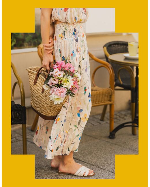 Monsoon Metallic Traffic People Aurora Floral Print Maxi Skirt Cream