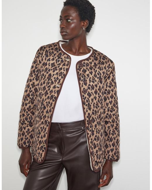 Monsoon Rue Reversible Quilted Leopard Print Jacket Brown