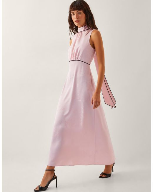 Monsoon Pink Maeve Satin Midi Dress