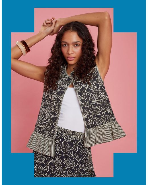 Monsoon Maison Hotel Fernanda Stripe Waistcoat Blue
