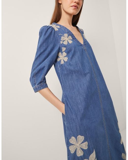 sachin and babi light blue dress Monsoon Leona Embroidered Corduroy Midi Dress in Blue