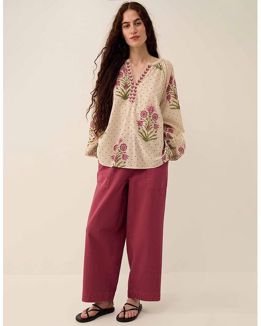 Monsoon Red East Roza Woodblock Cotton Top Multi