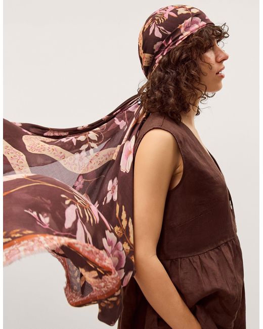 Monsoon Brown Samara Floral Print Scarf