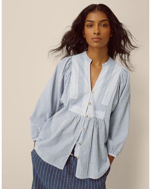 Monsoon Callie Stripe Blouse Blue