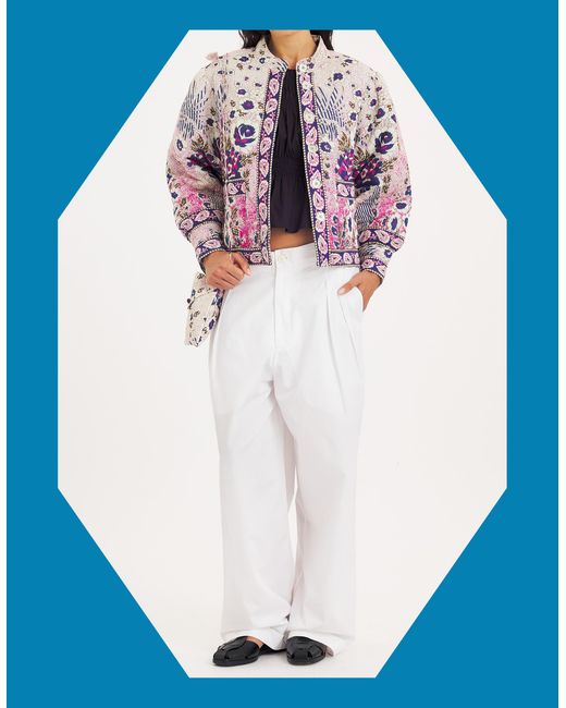 Monsoon Blue Antik Batik Floral Print Quilted Jacket Pink