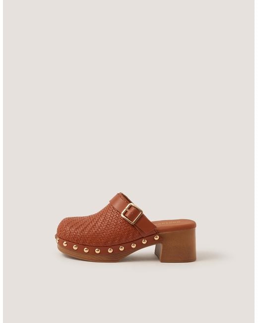 Monsoon Brown Celia Clog Sandals Tan