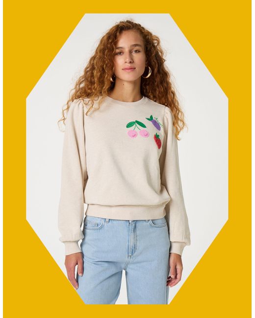 Monsoon White Fabienne Chapot Tina Embroidered Jumper Camel